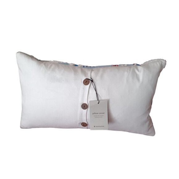 West Elm Pillow Winter Snow Scene Beaded Embellished Button Closure 20" x 11" - Picture 6 of 9